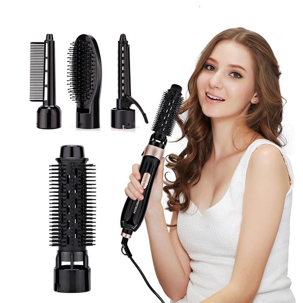 Sèche-cheveux Brosse à air 4 têtes Sèche-cheveux remplaçables Peigne One Step Blower Vent fort Lisseur électrique Rouleau Bigoudi Outils de coiffage 230829