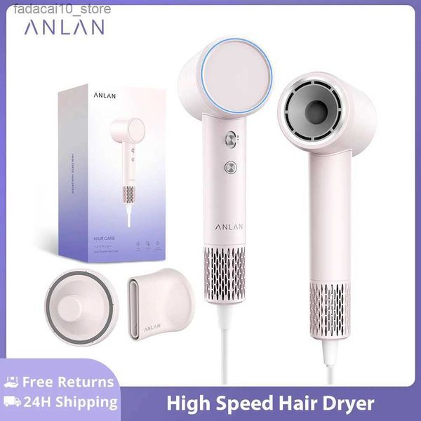 Sèche-cheveux ANLAN sèche-cheveux haute vitesse séchage rapide à faible bruit ionique négatif 120000 tr/min moteur professionnel soins capillaires sèche-buse magnétique Q240109