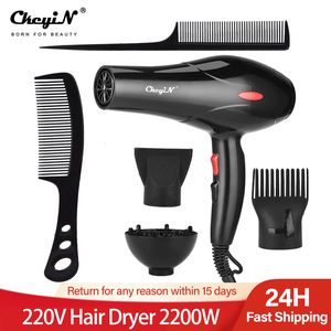 Hair Dryers CkeyiN Powerful Electric Dryer Low Noise Below Cold Wind Hairdryer 3 Heat Settings 2 Speeds Nozzles 2200W 220V 230524