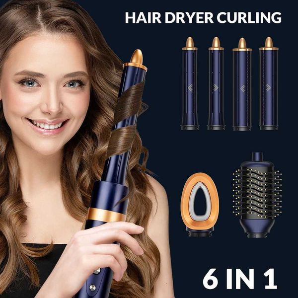 Secadores de cabello Secador de rizador de cabello 6 en 1 Secador de cabello Air Styler para cabello liso y ondulado Rizadores de envoltura automática Alisador de cabello Secador de pelo Q240109