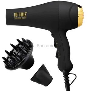 Sèche-cheveux Hot Tools Pro Signature 1875W Sèche-cheveux ionique à moteur AC noir avec diffuseur concentrateur 240329