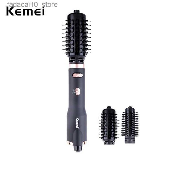 Sèche-cheveux Kemei 2 en 1 sèche-cheveux brosse à air chaud Styler Volumizer lisseur bigoudi peigne rouleau électrique ion sèche-cheveux brosse en une étape Q240109