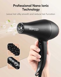 Sèche-cheveux kipozi professionnel 2200w sèche-cheveux ion négatif avec diffuseur et concentrateur de flux d'air temps de séchage rapide Q2404291
