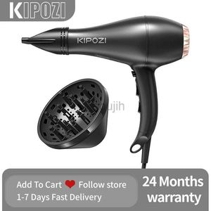 Sèche-cheveux KIPOZI Sèche-cheveux professionnel 2200 W Sèche-cheveux ionique négatif avec diffuseur et concentrateur de flux d'air Temps de séchage rapide 240401