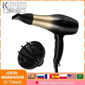 Sèche-cheveux kipozi sèche-linge professionnel 1875W CARE ION NÉGATIF Séchage rapide KP-8233 3-modes Cold / Hot US / UK / EU Plug Style Q240429