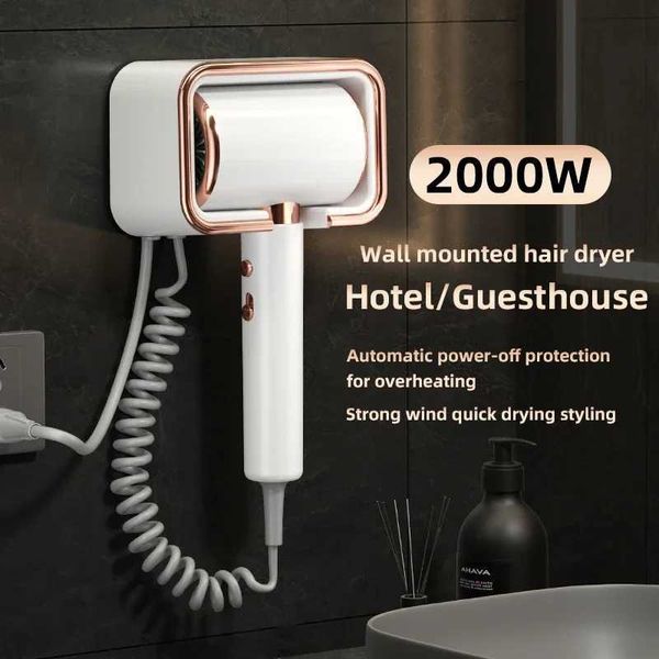 Sèche-cheveux Nouveau produit Sécheur de cheveux mural non perforé 2000W Haut-puissance séchage rapide salle de bain négatif Care Q240429