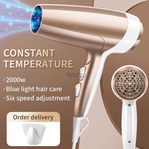 Secadores de pelo Secador de pelo profesional de iones negativos de alta potencia de 2000 W con boquilla colectora de aire Luz azul Cuidado del cabello Secador de pelo Peinado 240401