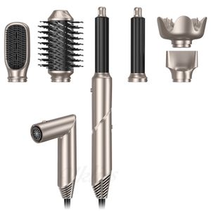 Hair Dryers Professional Air Brush 6 In 1 Dryer Foldable Blow Interchangeable Brushing Head Styling Curling Wand 230829