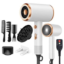 Secadores de pelo Secador profesional 1800W Potente secador de pelo iónico con difusor de soplado 2 velocidades 3 botones de calentamiento y frío para mujer 231201