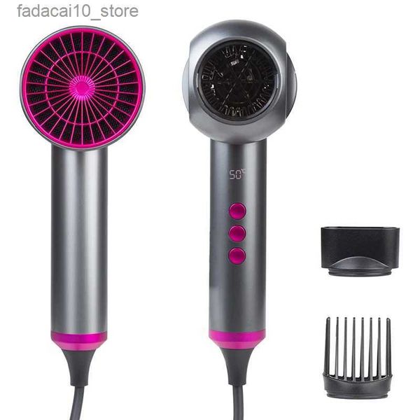 Secadores de pelo Secador de pelo profesional Motor DC Secadores de pelo eléctricos Secador de pelo iónico negativo para peluquero 1500W Soplador de viento fuerte con boquilla Q240109