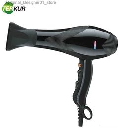 Sèche-cheveux Sèche-cheveux de salon professionnel Vent chaud et froid 3000W Puissant 6 vitesses Souffleur de refroidissement à 1 bouton Sécher rapidement avec 1 buse Q240131