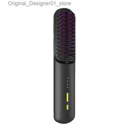 Sèche-cheveux Lisseur sans fil Brosse à cheveux professionnelle Brosse à lisser à ions négatifs Chargement USB Portable Chauffage rapide extérieur Q240131