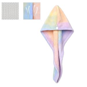 Serviette de séchage de cheveux Ultra absorbant corail velours microfibre bain douche chapeau arc-en-ciel dégradé tie-dye bandeau Turban