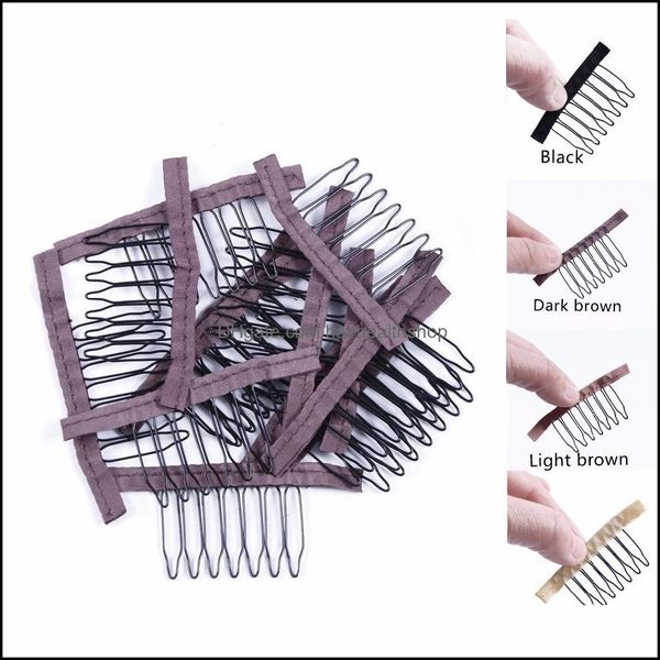 Clips de extensión del cabello 24 PC/Lote 4 Color de encaje de encaje Acero 7 Poliéster de dientes Combinados de tela duradero para tapas de cabello Accesorios Herramientas D DHMZC