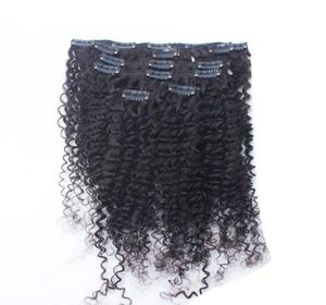 Haarverlengingsclips voor Afro-Amerikaans haar 100 g natuurlijke kleur Afro kinky clip-ins 8 stuks menselijk haar clip-in extensions voor zwart1384692