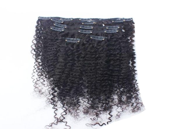 Clips d'extension de cheveux pour cheveux afro-américains 100g Couleur naturelle Afro crépus clip ins 8pcs clip de cheveux humains dans les extensions pour noir6065140