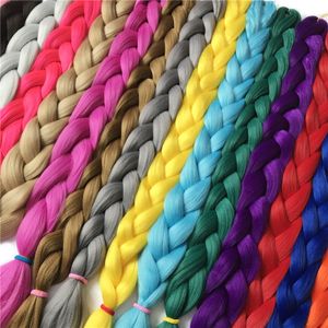 Haarverlenging Jumbo Braid Hair 24 -inch synthetisch vlechten monochrome vaste kleur hoge temperatuur zijden staart