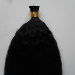 Extension de cheveux crépus droits Capsules de kératine cheveux humains fondant I Tip grossier yaki Remy Extension de cheveux pré-collés 10 