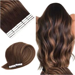 Kits d'extension de cheveux Extensions Aw Straight Mini Tape in Human sans couture Skin Waft Invisible Ins for Women Drop Delivery Products Otziu