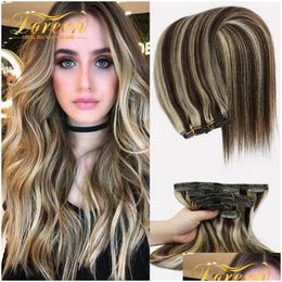 Kits d'extension de cheveux Extensions Doreen 24 pouces 120G 160G reflets blond platine sur brunes brunes 100% réel Clip humain en Hine Dr Dhiv9