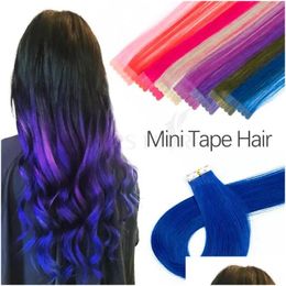 Kits de extensión de cabello Cinta de extensiones en exetnsions de color humano mini Ins para reflejos/agregar volumen Dobleado adhesivo Drop entrega OTWVV