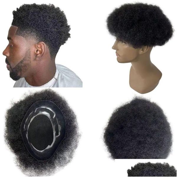 Kits de extensión del cabello Toupees Toupee para hombres Base mono rizada afro rizado con los hombres del sistema humano de los hombres Productos de entrega de la caída extensas Otejb