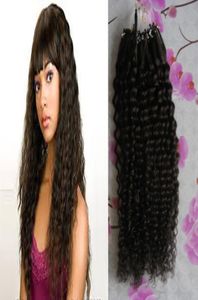 Extensions de cheveux Micro Loop Ring Extension de cheveux 100g crépus bouclés micro boucles extensions de cheveux 100s Micro Bead Links Remy 16quot18q2775934