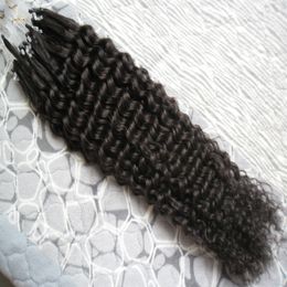 Hair Extensions Remy Indian Loop100G Onverwerkte Indiaas Haar Kinky Krullend Micro Ring Loop Hair Extensions