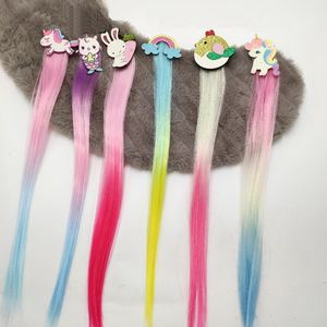 Hair Extensions Pruik voor Kinderen Meisjes Eenhoorn Cartoon Hoofd Haar Bogen Clips Bobby Pins Haarspeld Barrette Haaraccessoires 50 Stks 0213