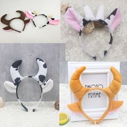 Aros para el pelo, tocado de animales de vaca, diademas de vaca amarilla vieja, accesorios de decoración para fiestas, accesorios para el cabello para actuación de vaca pequeña