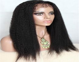 Cheveux en stock Top Quality100 Densité Cheveux Brésiliens Italien Yaki Soie Top Sans Colle Full Lace Wig1690009