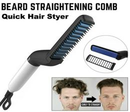 Fer à lisser thermique Styler hommes friser bigoudi brosse électrique peigne à barbe Salon professionnel 2 en 1 outil de chauffage rapide Set6251609