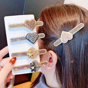 Haar Sieraden Accessoires 2021 Herfst Winter Love Rhinestone Duck Beak Clip Bear Pin Wind Gebroken Bangs Koreaans