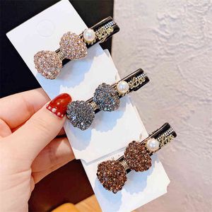 Haar Sieraden Accessoires Boog Parel Rhinestone Edge Clip Ornament Duck Seak Japanse en Koreaanse temperament pony gebroken hoofdtooi