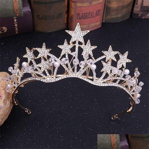 Bijoux de cheveux baroques couleur or étoile cristal perle diadèmes couronne de mariée pour couronnes de mariée bandeau accessoires 220831 livraison directe Hai Dhlok