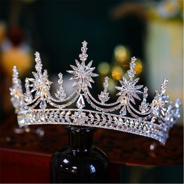 Bijoux de cheveux baroque luxe cristal couronne reine fleurs diadèmes de mariée femmes beauté concours accessoires 220831 livraison directe hairjewel Dh8Lv