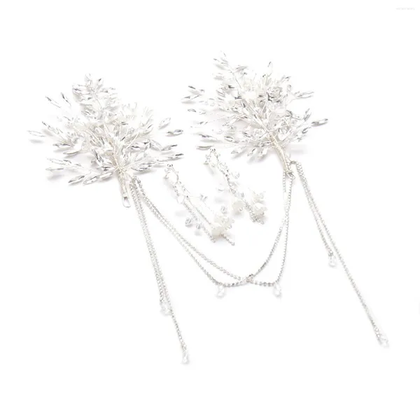 Ensemble de boucles d'oreilles et pinces à cheveux, bijoux en cristal de fleur antidérapant, ornement luxueux pour fête de vacances, cadeau surprise de noël