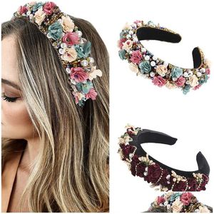 Bijoux de cheveux Haimeikang Luxueux Bandeau Head Hoop Femmes Mode Lunette Chapeaux Strass Rembourré Édition Limitée Accessoires Drop Dhpue