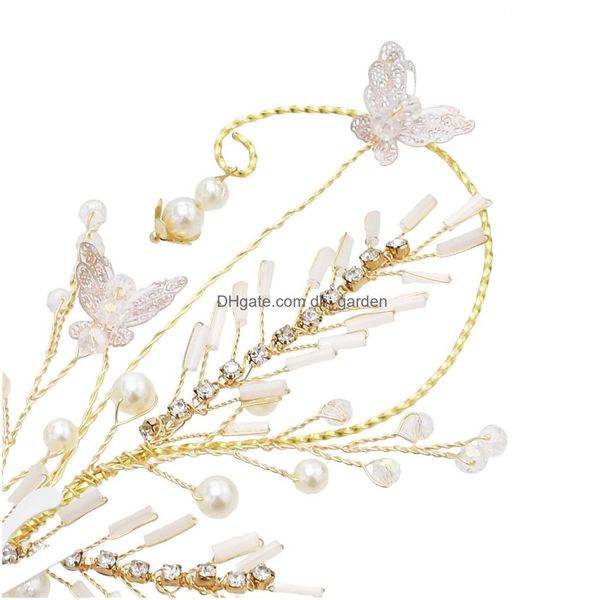 Bijoux de cheveux Japon Chinois Vintage Long Gland Clip Bandeau De Mariée Fleur Cristal Perle Coiffe Coiffe Accessoires Dr Dhgarden Dhbto