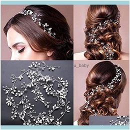 Joyas para el cabello Joyas Pinzas para el cabello Barrettes Nupcial Perlas extra largas y cuentas de cristal Vine Wedding Head Piece Aessories Drop Delivery 2021 Km