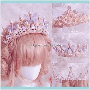 Joyas para el cabello Jewelryhair Clips Barrettes Sweet Princess Crown Tocado Estilo europeo Retro Pearl Butterfly Rhinestone Girl Aessories Win