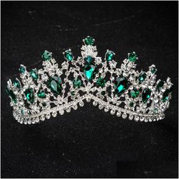 Bijoux de cheveux Kmvexo Design européen Crystal Crystal Big Princess Queen Crowns Mariage Accessoires Bride Tiaras Headb Dhgarden Dhj7k