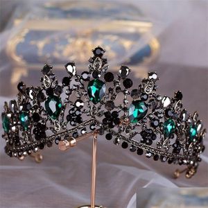 Haarsieraden Kmvexo Europese Groene Kristallen Tiara's Vintage Zwarte Optocht Kroon Barok Bruidsaccessoires Cadeau 221109 Drop Delivery