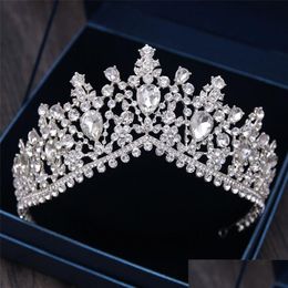 Bijoux de cheveux Diadèmes de mariée de luxe Couronne baroque Sier Diadème en cristal plaqué pour bandeaux de mariée Accessoires 220831 Drop Livraison Hairj Dhnvq