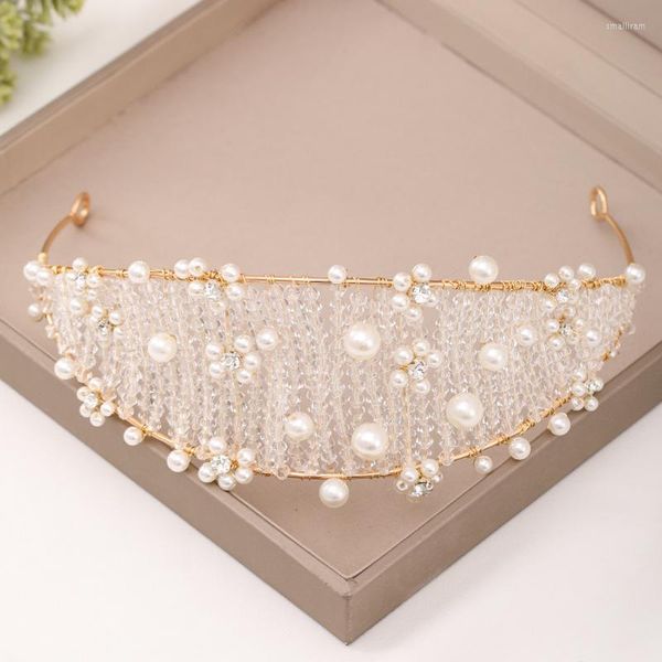 Bijoux de cheveux luxe or cristal tressé bande diadèmes et couronne coiffure de mariage accessoires de diadème de mariée