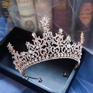 Bijoux de cheveux De Luxe Princesse Rose Or Diadèmes Couronnes Pour Les Mariées Cristal Bandeaux Plein Strass Partie De Mariage