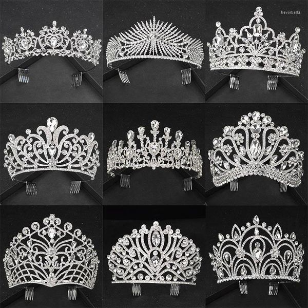 Bijoux de cheveux de luxe, variété d'or et d'argent, couronne de princesse en cristal, tête de mode, accessoires de mariage faits à la main pour dames