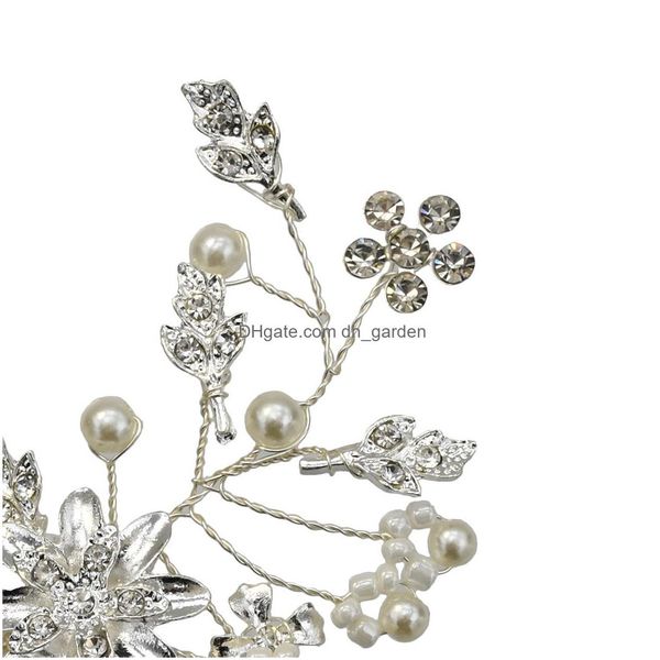 Bijoux de cheveux Simated Pearl Peigne à la main avec fil de cuivre et alliage de style fleur Cadeaux de mariée Drop Delivery Hairje Dhgarden Dh2Jy