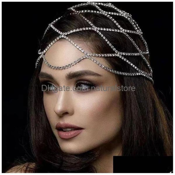 Bijoux de cheveux Stonefans creux strass tête chaîne maille pièce mariée cristal bande casquette chapeau accessoires 220804 livraison directe Hairjewe Dheyx