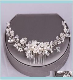 Hair Jewelryforseven Mariage Bridal Aessories brillantes Crystal Pearls Flow Leaf Combs Hairpins Clips Bandbands Decor Bijoux Drop8808812